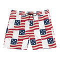 American Flag Swim Shorts — Patriotic Men’s Mid - Length Beach Trunks - Property of Patriots