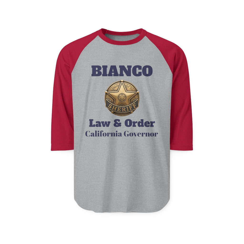 Bianco "Law & Order" Raglan Shirt - California Governor Supporter Tee - Property of Patriots