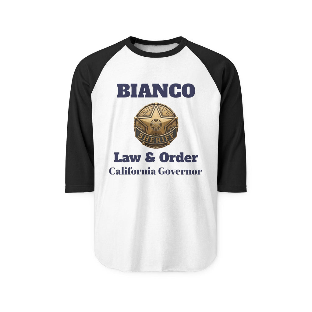 Bianco "Law & Order" Raglan Shirt - California Governor Supporter Tee - Property of Patriots