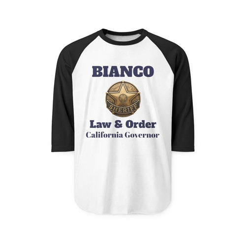 Bianco "Law & Order" Raglan Shirt - California Governor Supporter Tee - Property of Patriots