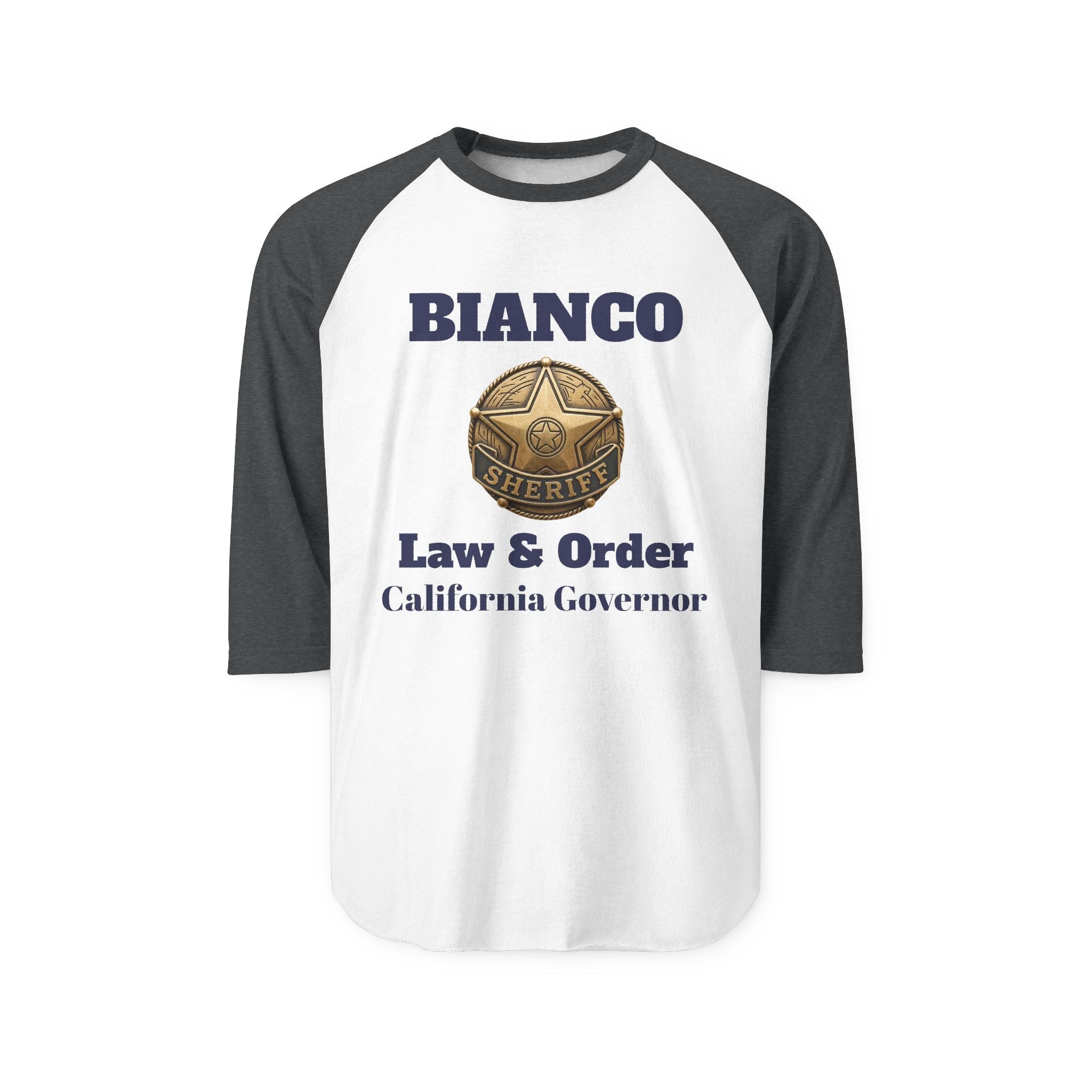 Bianco "Law & Order" Raglan Shirt - California Governor Supporter Tee - Property of Patriots