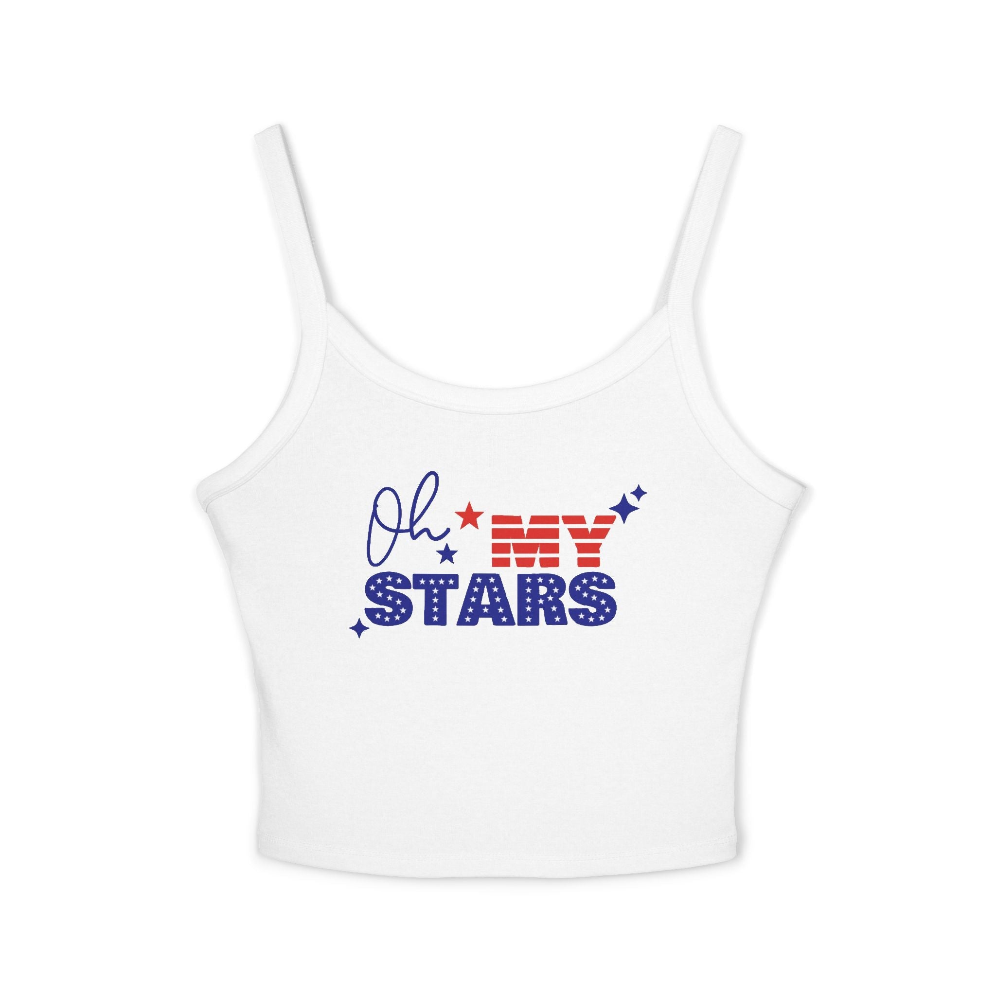 Oh My Stars Tank Top — Patriotic Women's Spaghetti Strap Crop - Property of Patriots